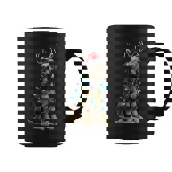 Irish Wolfhound Christmas Lights Santa Hat Reindeer Pajama Coffee Mug - Monsterry