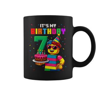 It's My 7Th Birthday Boy Building Bricks 7 Year Old Boys Coffee Mug | Seseable UK