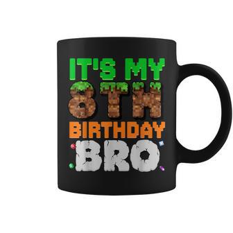 It's My 8Th Birthday Bro Pixel Game 8 Year Old Birthday Boy Coffee Mug - Thegiftio UK