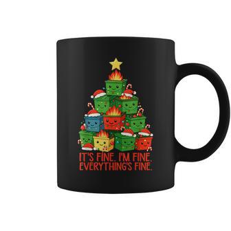 It's Fine I'm Fine Everything Is Fine Christmas Dumpster Coffee Mug - Monsterry
