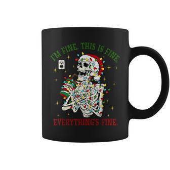 It's Fine I'm Fine Everything Is Fine Christmas Skeleton Coffee Mug - Thegiftio UK