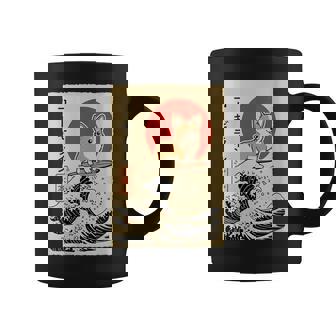 Japanese Corgi Surfing Great Wave Japan Coffee Mug | Mazezy