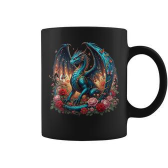 Japanese Dragon Butterflies Asian Roses Blossoms Dragon Coffee Mug - Thegiftio