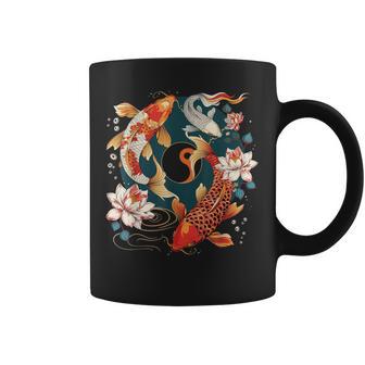 Japanese Koi Fish Vintage Lotus Flowers Coffee Mug - Thegiftio UK