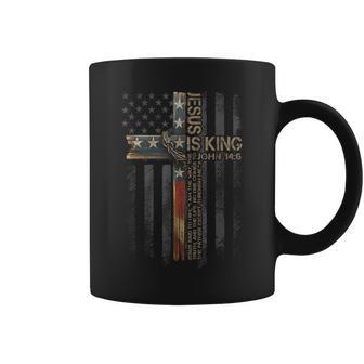 Jesus Is King American Flag Christian Cross Faith Vintage Coffee Mug - Thegiftio