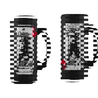 Jesus Is King Card Christian King Of Hearts Coffee Mug - Monsterry