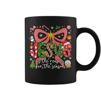 Jesus Is The Reason For The Season Christian Christmas Bow Coffee Mug - Thegiftio UK