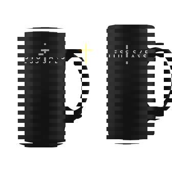 Jesus Saves Cross Gold Minimal Christian Religious Coffee Mug | Seseable CA