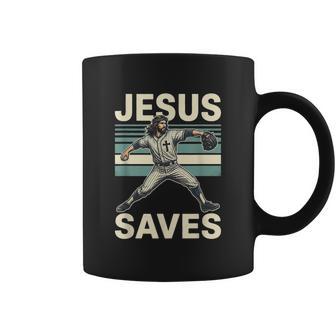 Jesus Saves Religious Christian Faith Baseball Coffee Mug - Monsterry