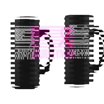 Journeyman Breast Cancer Awareness Month USA Flag Dad Tank Top Coffee Mug | Mazezy