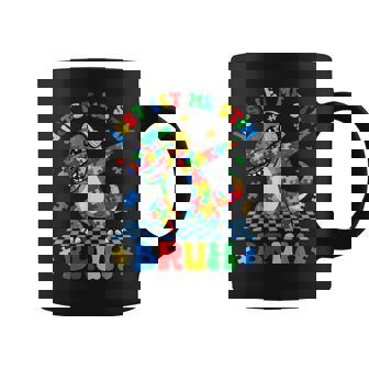 Just Let Me Stim Bruh Dabbing Dino T Rex Autism Awareness Coffee Mug - Monsterry