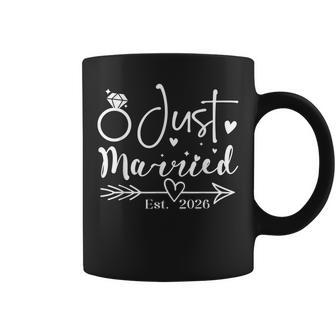 Just Married 2026 Wedding Rings Matching Couple Newlyweds Coffee Mug - Thegiftio