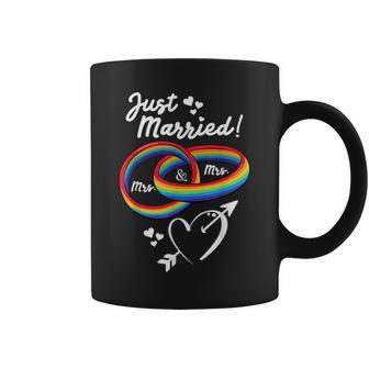 Just Married Mrs & Mrs Gay Lesbian Wedding Engagement Lgbtq Coffee Mug - Thegiftio
