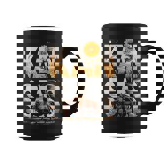 Kansas Heritage Sunflower Prairie And Bison In Landscape Coffee Mug | Mazezy