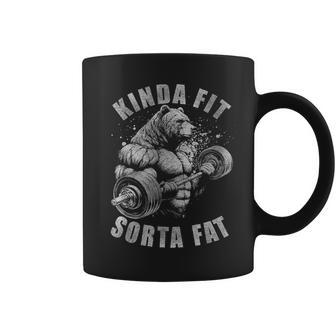 Kinda Fit Sorta Fat Gym Bear Weightlifting Workout Coffee Mug - Thegiftio UK