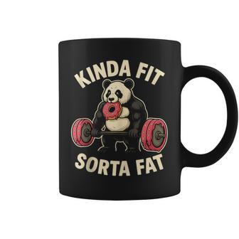 Kinda Fit Sorta Fat Gym Panda Weightlifting Dunat Coffee Mug - Thegiftio UK