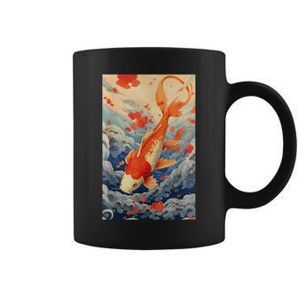 Koi Carpe Poisson Kawaii Cerisier Japonais Fleurakura Hokusai Tasse - Cadeauxyz