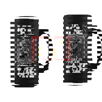 Lacrosse Fan Humor I Yell Because Care Dad Coffee Mug | Mazezy