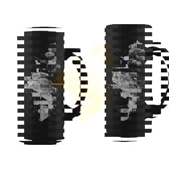 Largemouth Bass Fishing Adventure Angler Silhouette Nature Tank Top Coffee Mug | Mazezy