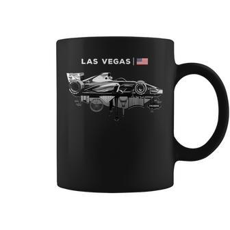 Las Vegas Racing Car Silhouette Usa Flag Coffee Mug | Mazezy