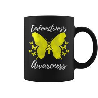 Lazo Amarillo Mariposa Endometriosis Cuello Taza de café - Regaloses