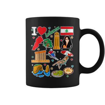 Lebanese Hand Drawn Symbols Lebanon Map Cultural Icons Coffee Mug - Thegiftio UK