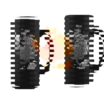 Leopard Turkey Holding Coffee & Pumpkin Pie Pumpkin Coffee Mug | Mazezy