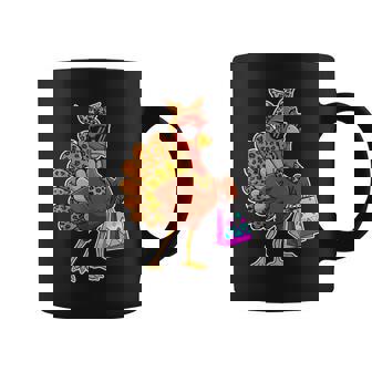 Leopard Print Turkey Shopping Thanksgiving Women Fall Coffee Mug | Mazezy