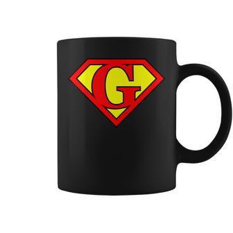 Letra Deuperhéroe Guper Letra Guper G G Letra Taza de café - Regaloses