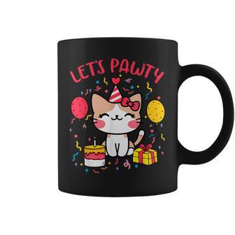 Let's Pawty Cute Cat Kitten Girl Female Birthday Coffee Mug - Thegiftio UK