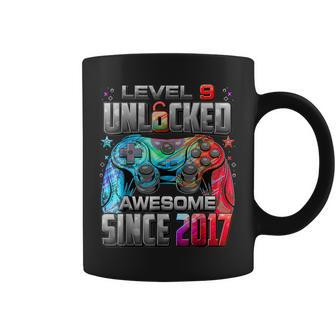 Level 9 Unlocked Awesome Since 2017 9Th Birthday Boy Gamer Coffee Mug | Seseable CA