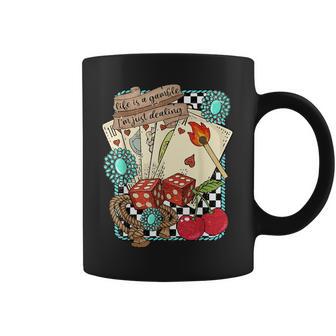 Life Is A Gamble I'm Just Dealing Retro Turquoise Western Coffee Mug - Thegiftio UK