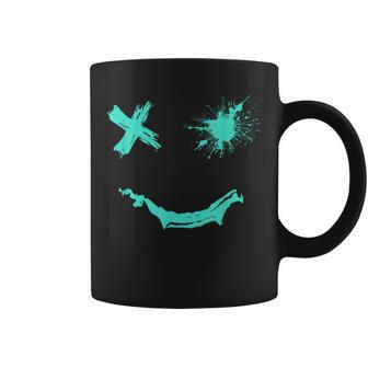 Light Teal Aqua Smile Grunge Face Light Teal Aqua Color Coffee Mug - Thegiftio
