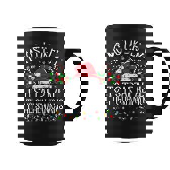 Most Likely To Start All The Shenanigans Christmas Pajamas Coffee Mug | Seseable UK