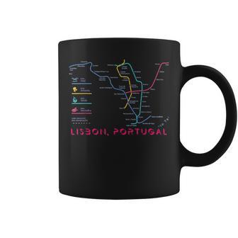 Lisboa Portugal Tránsito Metro Mapa Arte Raíces Portuguesas Taza de café - Regaloses