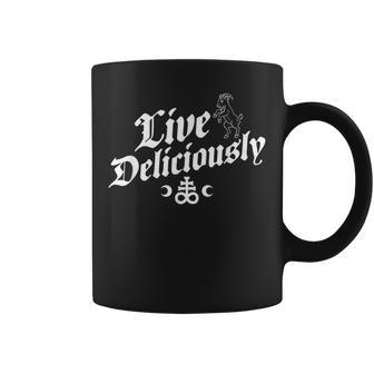 Live Deliciously ヴィンテージ アンティーク調 魔術 オカルト コーヒーマグ - Kawaiitshirt
