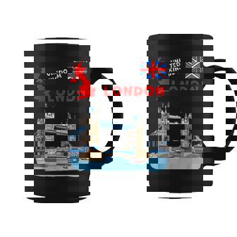 London United Kingdom Souvenir Tower Bridge & UK Flag Coffee Mug | Mazezy
