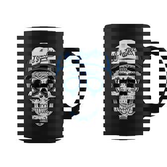 Los Angeles Mexican Sugar Skull Blue White Coffee Mug - Monsterry