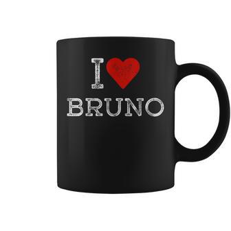 I Love Bruno Vintage Red Heart Fan First Name Bruno Coffee Mug - Monsterry