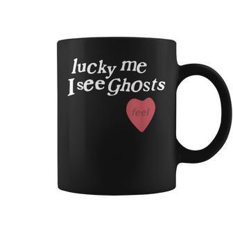 Lucky Me I See Ghosts Lover Apparel Coffee Mug | Mazezy
