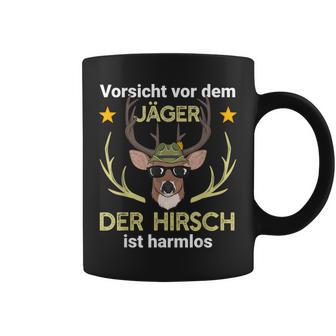 Lustige Jäger Outfits Hirsch Jäger Jagd Wald Chwarz U-Ausschnitt Kurzarm Klassische Passform Polyester 100 Klassisch Mit Tierdruck Cartoon Für Jäger Hundehalter Jungen Erwachsener Tassen - Geschenkecke
