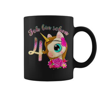 Mädchen Einhorn Ich Bin 4 Jahre Alt 4 Geburtstag Tassen - Geschenkecke