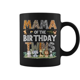 Mama Of The Birthday Twins Safari Wild One Zoo Animal Coffee Mug - Thegiftio