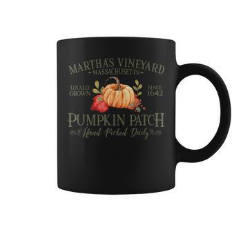 Martha's Vineyard MA Pumpkin Patch Fall Olive Green Letters Coffee Mug | Mazezy