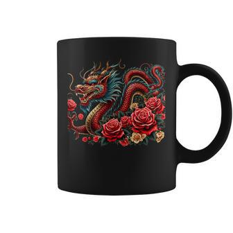 Masque D'anime Japonais Kitsune Dragon Chinois Avec Rose Tasse - Cadeauxyz