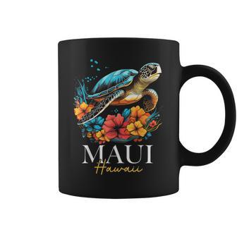 Maui Hawaii Sea Turtle Scuba Diving Flower Hawaiian Souvenir Coffee Mug - Monsterry