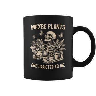 Maybe Plants Are Addicted To Me Skeleton Gardener Retro Coffee Mug - Thegiftio UK