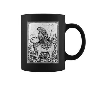 Medieval Frog Riding Cat Weird Goblin Frog Meme Retro Coffee Mug - Thegiftio UK