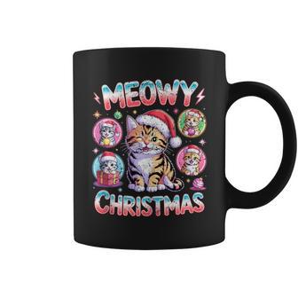 Meowy Christmas Cute Cats Holiday Xmas Kitty Santa Hat Coffee Mug - Thegiftio