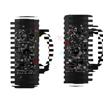 Merry Catmas Black Cat Christmas Lights Cat Lover Xmas Coffee Mug | Seseable CA